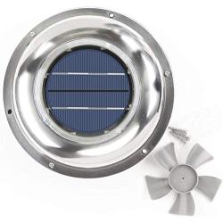 ECO HOUSE Solar Powered Roof Vent Stainless Steel 5-inch Fan Ideal for Roof Attic RV Boats 12 CFM