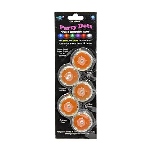 Party Dots, 1'' Diameter x 0.55'' Height, Orange (Pack of 5)