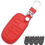 ROYALFOX Genuine Leather 3 4 5 Buttons Smart Key Fob case Cover for Jeep Cherokee Compass Renegade Grand Cherokee, Fiat,Dodge Charger Challenger Dart Journey Durango Grand Caravan RAM (red)