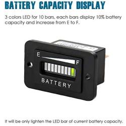 Runleader RL-BI003 12-24V 36V 48V 72V Battery Fuel Gauge Indicator for DC Powered Equipment Such as Fork Lifts, Golf carts, Floor Care Equipment, and Any Other Battery Powered Equipment. (36V)