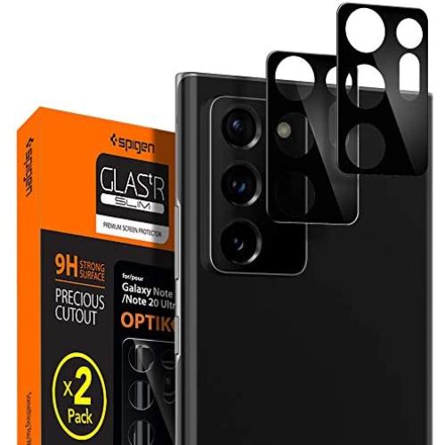 Spigen Camera Lens Screen Protector [Glas.tR Optik] Tempered Glass Designed for Galaxy Note 20 Ultra [Black] - Case Friendly / 2 Pack