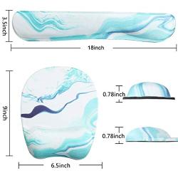 Anyshock Keyboard Wrist Rest Set and Ergonomic Mouse Pad with Wrist Support Memory Foam Filled Non Slip Durable Comfortable Lightweight Wrist Pad for Easy Typing & Pain Relief (Wave Marble)