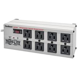 Tripp Lite Isobar 8 Outlet Surge Protector Power Strip, 12ft Cord, Right-Angle Plug & Isobar 10 Outlet Audio/Video Surge Protector Tel/Modem/Coax/Network 8ft Cord Right Angle Plug