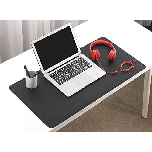 BOONA Desk Mat/Mouse Pad Protector-27.6x13.8 Multifunctional Ultra Thin Waterproof PU Leather Writing Pad for Office Laptop, Gaming Computer and Travel(70cmx35cm Double Side with Black+Red Wine)