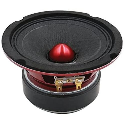 DS18 PRO-X5.4BM Loudspeaker - 5.25'', Midrange, Red Aluminum Bullet, 300W Max, 150W RMS, 4 Ohms - Premium Quality Audio Door Speakers for Car or Truck Stereo Sound System (1 Speaker)