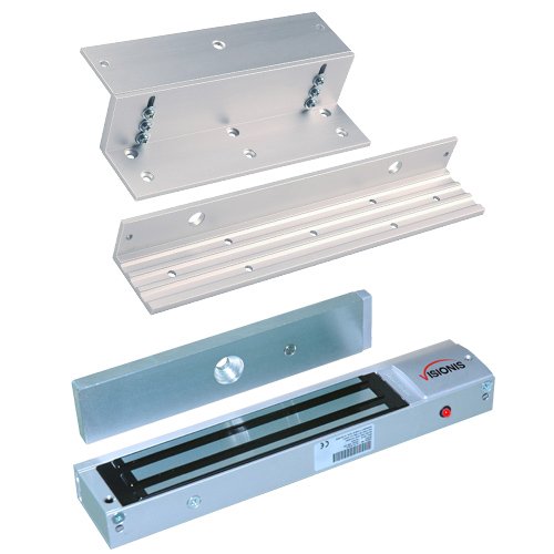 Visionis FPC-5192 600lbs Indoor Electromagnetic Lock with 600 lbs L and Z Bracket for Inswinging Door