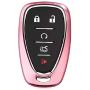 ROYALFOX(TM Pink TPU Smart Remote Key 2 3 4 5 6 Buttons Case Cover Fob for 2016 2017 2018 2019 2020 Chevrolet Malibu Camaro Cruze Traverse Spark Sonic Volt Bolt (Pink)