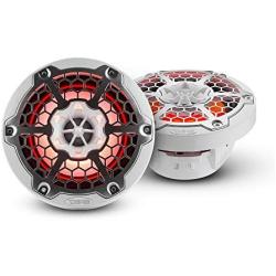DS18 NXL-6M/WH White Marine Speaker - 6.5'', 2-Way, 300W Max, 100% UV Stable, IP65 Marine Grade Specs, 4 Ohms, Integrated RGB LED Lighting - for All Elements, UTV, ATV & Jeeps (2 Speakers) -White