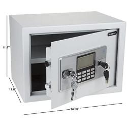 Electronic Digital Keypad Personal Home Safe – Dual Key Entry Wall Or Floor Mount for Medicine, Jewelry, Handgun, Cash Or Documents