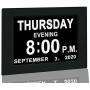 Digital Calendar Alarm Day Clock - with 8” Screen Display, am pm, 5 Alarm, for Extra Impaired Vision People, The Aged Seniors, The Dementia, Wall Mounted, black