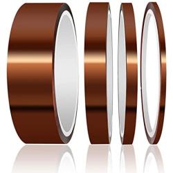 High Temp Tape, ELEGOO 4 Pack Polyimide High Temperature Resistant Tape Multi-Sized Value Bundle 1/8’’, 1/4’’, 1/2’’, 1’’ with Silicone Adhesive for Masking, Soldering etc.