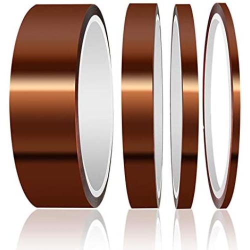 High Temp Tape, ELEGOO 4 Pack Polyimide High Temperature Resistant Tape Multi-Sized Value Bundle 1/8’’, 1/4’’, 1/2’’, 1’’ with Silicone Adhesive for Masking, Soldering etc.