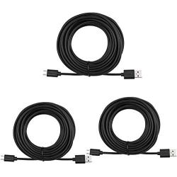 3-Pack 26ft Power Extension Cable Compatible with Wyze cam, Wyze cam V2, Wyze cam Pan, Blink, Yi Home Security Camera, Long Micro USB Cord Black (Weather-Proof)