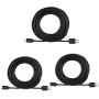 3-Pack 26ft Power Extension Cable Compatible with Wyze cam, Wyze cam V2, Wyze cam Pan, Blink, Yi Home Security Camera, Long Micro USB Cord Black (Weather-Proof)