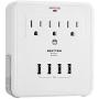 BESTTEN USB Outlet Surge Protector, 4 USB (Max 4.2A) Charging Ports and 3 AC Electrical Sockets, Wall Mount Multi Outlet Extender with 2 Slide Out Phone Holders, ETL Certified, White