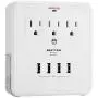 BESTTEN USB Outlet Surge Protector, 4 USB (Max 4.2A) Charging Ports and 3 AC Electrical Sockets, Wall Mount Multi Outlet Extender with 2 Slide Out Phone Holders, ETL Certified, White