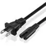 TNP Universal 2 Prong Power Cord (1 Feet) - NEMA 1-15P to IEC320 C7 Figure 8 Shotgun Connector AC Supply Cable Wire Socket Plug Jack (Black) Compatible with Apple TV, PS4, PS3 Slim, LED HDTV