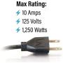 C2G Short 1ft Extension Cord - Works for Devices Up to 10 Amps - Perfect for Low Amp Electronics & Tools - Light & Flexible 18 AWG Cable - 03137 Black