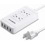 Surge Protector Power Strip with USB,4 Spaced Outlets Extension Board &4 Ports USB Charger(2.4Ax4), 6 ft Long Extension Cord, 1700J, 2500W, 100-240V, White for Home/Office/School by AICODE