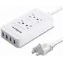 Surge Protector Power Strip with USB,4 Spaced Outlets Extension Board &4 Ports USB Charger(2.4Ax4), 6 ft Long Extension Cord, 1700J, 2500W, 100-240V, White for Home/Office/School by AICODE