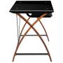 Flash Furniture Black Glass Computer Desk with Pull-Out Keyboard Tray and Crisscross Frame