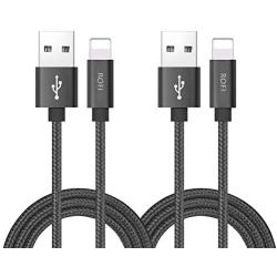 RoFI Compatible Phone Cable, [2Pack] 0.6M Nylon Braided Fast Charging USB Cord Replcement for Phone X 8 8 Plus 7 7 Plus 6s 6s Plus 6 6 Plus 5 5S 5C SE Pad Air Mini and More (2 Pack Grey, 2 FT)