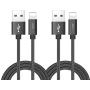 RoFI Compatible Phone Cable, [2Pack] 0.6M Nylon Braided Fast Charging USB Cord Replcement for Phone X 8 8 Plus 7 7 Plus 6s 6s Plus 6 6 Plus 5 5S 5C SE Pad Air Mini and More (2 Pack Grey, 2 FT)