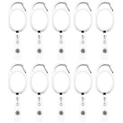 Fushing 20Pcs Retractable ID Badge Holders ID Badge Reels with Clip Retractable Badge Holders for Office Worker Doctor Nurse(White)