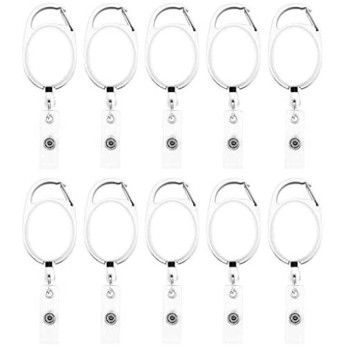 Fushing 20Pcs Retractable ID Badge Holders ID Badge Reels with Clip Retractable Badge Holders for Office Worker Doctor Nurse(White)