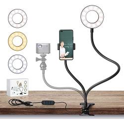 Panta Clip on Light with Phone Holder, Webcam Stand, USB Ring Light, Computer Light for Video Conferencing, Zoom Lighting for Laptop, Desk Lamp for Home Office, Reading Lamp for Bedside Table