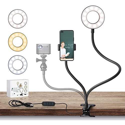 Panta Clip on Light with Phone Holder, Webcam Stand, USB Ring Light, Computer Light for Video Conferencing, Zoom Lighting for Laptop, Desk Lamp for Home Office, Reading Lamp for Bedside Table