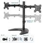 VIVO STAND-V002F Dual LED LCD Monitor Free-Standing Desk Stand for 2 Screens up to 27 Inch Heavy-Duty Fully Adjustable Arms with Max VESA 100x100mm