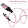 Melonboy Magnetic Charging Cable(3 Pack, 3.3ft/6.6ft/6.6ft), Soft & Tangle-Free Liquid Silicone Cable, 3 in 1 Magnetic Phone Charger Cable Compatible with Type-C, Micro USB and iProduct Devices - Pink