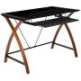 Flash Furniture Black Glass Computer Desk with Pull-Out Keyboard Tray and Crisscross Frame