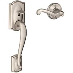 Schlage FE285 CAM 619 FLA RH Camelot Trim Lower Half Front Entry Handleset with Flair Right Hand Lever, Satin Nickel