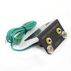 FEITA L Shaped Anti Static Socket Ring Ground Connector with 5.5ft Green Terminal Cable for ESD Wrist Strap Grounding