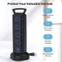 JACKYLED Power Strip Tower Surge Protector 18 AC Outlets and 4 USB Ports with 6.5ft Heavy Duty Extension Cord Electric Charging Station for Home Office Dorm Laptop Computer Black Dark Blue