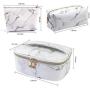 MAGEFY 3Pcs Makeup Bags Portable Travel Cosmetic Bag Waterproof Organizer Multifunction Case with Gold Zipper Marble Toiletry Bags for Women