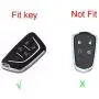 Royalfox(TM) for Cadillac New Blade Shape Key, 5 Buttons Leather Full Protection keyless Remote Smart Key Fob case Cover Keychain for 2020 Cadillac ct5 CT4-V Corvette C8 (Leather Black)