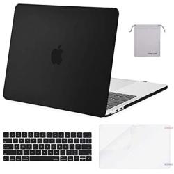 MOSISO Compatible with MacBook Pro 13 inch Case 2016-2020 Release A2338 M1 A2289 A2251 A2159 A1989 A1706 A1708, Plastic Hard Shell Case&Keyboard Cover Skin&Screen Protector&Storage Bag, Black