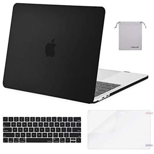 MOSISO Compatible with MacBook Pro 13 inch Case 2016-2020 Release A2338 M1 A2289 A2251 A2159 A1989 A1706 A1708, Plastic Hard Shell Case&Keyboard Cover Skin&Screen Protector&Storage Bag, Black