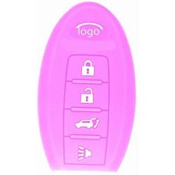 Auto keyless New Silicone Protecting Smart Remote Key Bag Case Cover Holder for 4 Buttons Infiniti G Series G37 JX35 Q Series Q50 Q60S Q70L QX EX FX M Smart Key Case Shell Cover Fob (Purple)