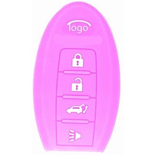 Auto keyless New Silicone Protecting Smart Remote Key Bag Case Cover Holder for 4 Buttons Infiniti G Series G37 JX35 Q Series Q50 Q60S Q70L QX EX FX M Smart Key Case Shell Cover Fob (Purple)