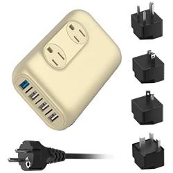 220V/240V to 110V/120V Step Down 230W Voltage Converter and International Travel Adapter Combo for Hair Straightener Flat Iron, Hair Curler, CPAP, Toothbrush, Xbox - [Use USA Electronics Overseas]