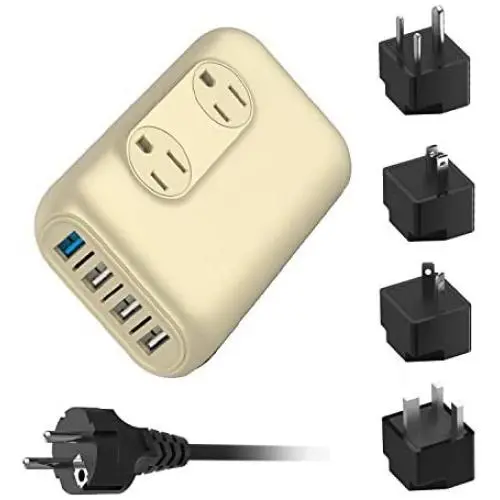 220V/240V to 110V/120V Step Down 230W Voltage Converter and International Travel Adapter Combo for Hair Straightener Flat Iron, Hair Curler, CPAP, Toothbrush, Xbox - [Use USA Electronics Overseas]