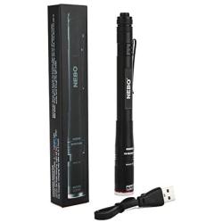 NEBO Rechargeable Pen Light Flashlight 360-Lumens Inspector Rechargeable Flashlights Features Flex Power, Meaning it can be Operated by The Included Rechargeable Battery or by 2X AAA Batteries