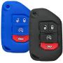 Qty(2) Alegender Silicone 4-Btn Flip Key Cover Fob Case Skin Remote Jacket Protector for 2018 2019 Jeep Wrangler JL JLU Rubicon 2020 Jeep Gladiator JT OHT1130261 Black Blue