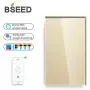 BSEED WiFi Touch Smart Wall Light Switch Tempered Glass Panel Work with Alexa/Google 118×71mm 1 Gang 1 Way Gold