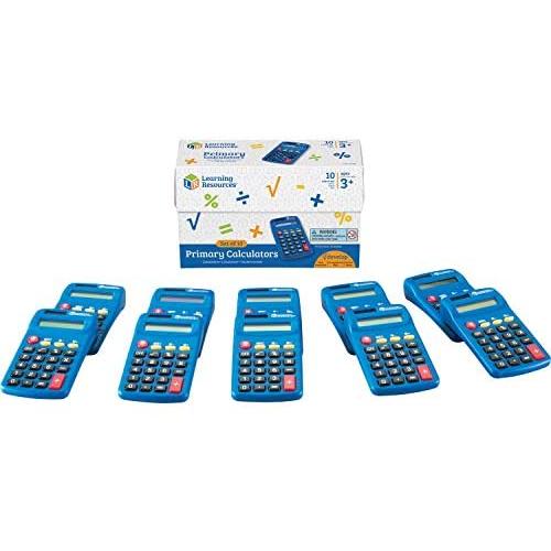 Learning Resources Primary Calculator, Basic Solar Powered Calculators, Teacher Set of 10 Calculators, Ages 3+