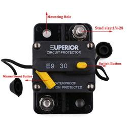 T Tocas 30 Amp Surface-Mount Circuit Breakers with Manual Reset, 12V- 48V DC, Waterproof (30A)